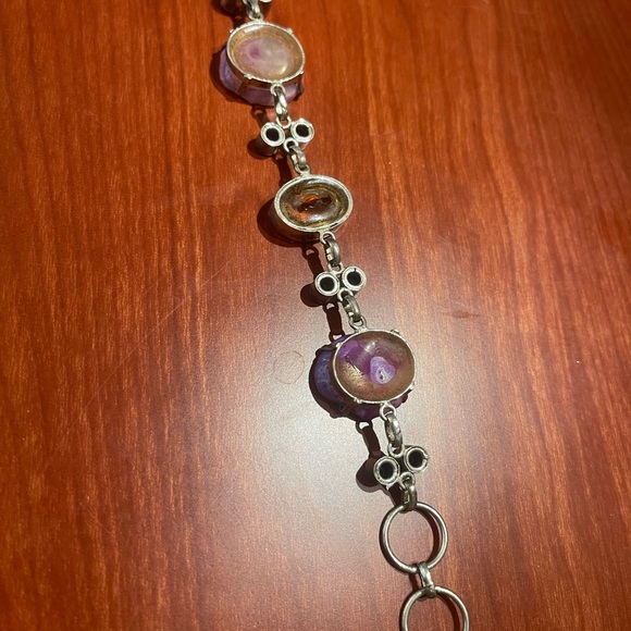 Silver plated bracelet with druzy and citrine 7-8” - Picture 5 of 6